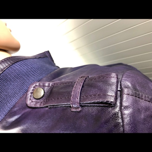 NWT M.T. Women’s Purple Leather Bomber Jacket - Picture 7 of 9